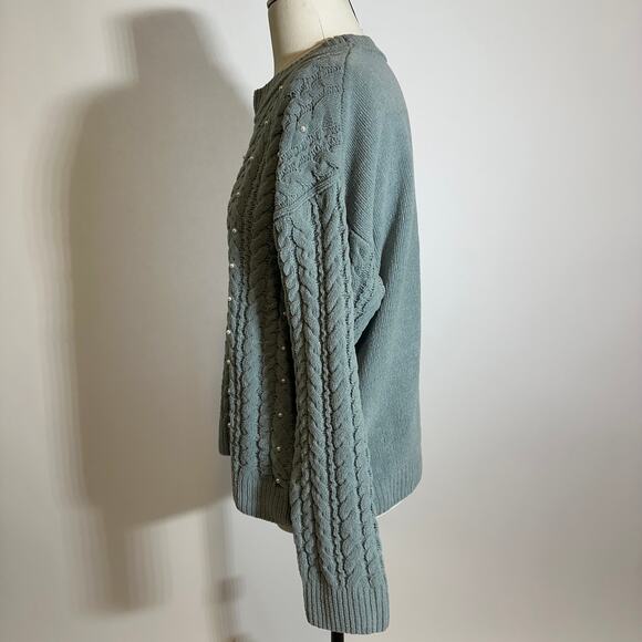 Cynthia Rowley Chunky Knit Pearl Pullover‎ Sweater Womens Size Medium M Coquette - Picture 5 of 10